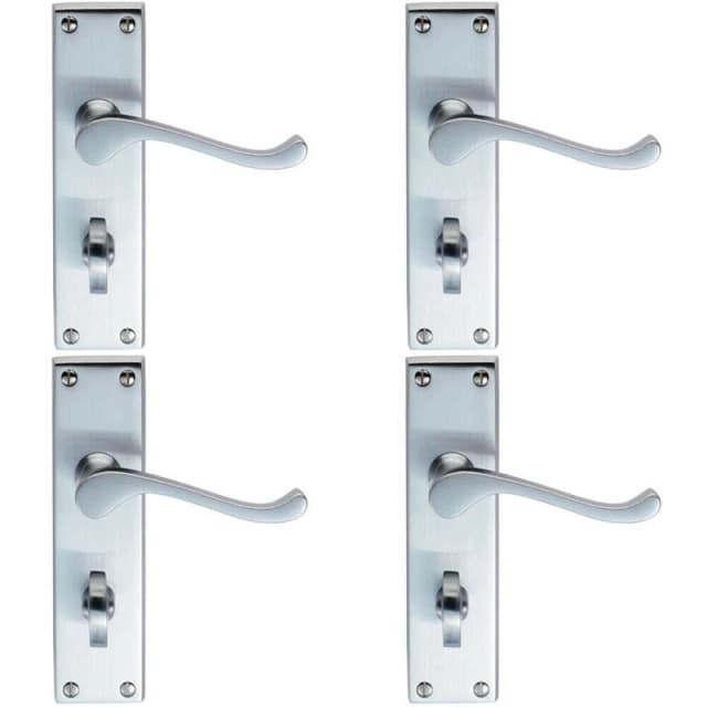 Loops 4x PAIR Victorian Scroll Handle on Bathroom Backplate 155 x 41mm Satin Chrome Multi