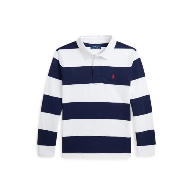 Polo Ralph Lauren Kids Long Sleeve Stripe Rugby Shirt Newport Navy male 8-9Y/M