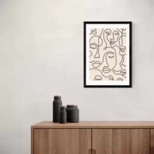 East End Prints Single Line Faces Print Natural