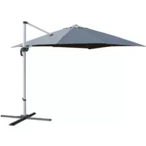 3 x 3(m) Roma Parasol Square Cantilever Umbrella w/ Crank & Tilt Grey - Outsunny