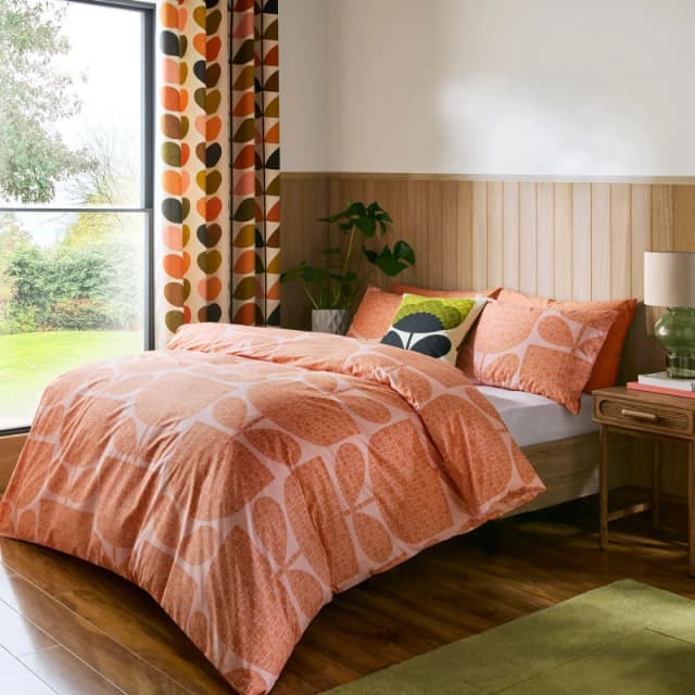 Orla Kiely Block Garden Duvet Set, King, Orange Sorbet