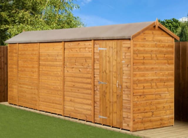 Empire Sheds Empire Modular Apex 4x18ft Wooden Garden Shed Single Door No Windows, Brown MA4X18