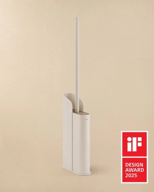Cosmic Silicone Toilet Brush, Floor Or Self-Adhesive, Slim Design, Award-Winning Design, White, Flat Collection