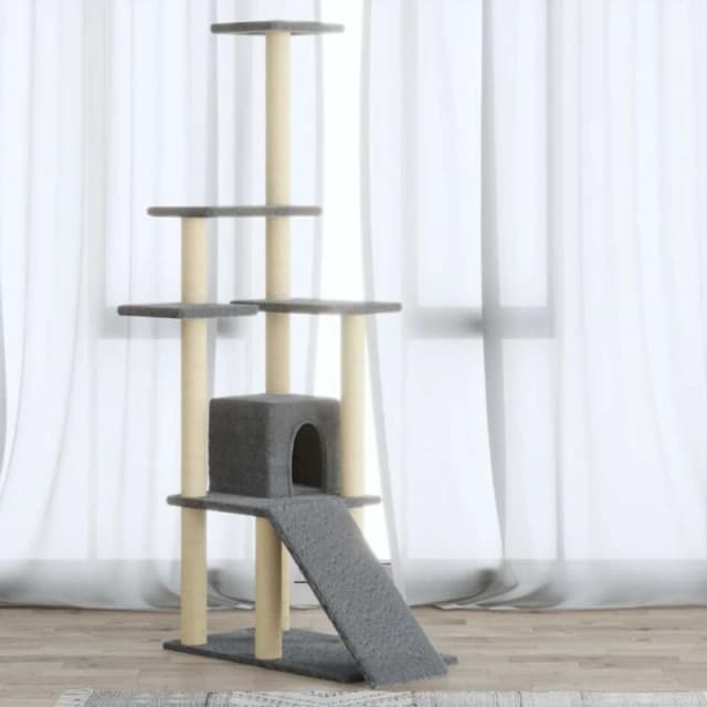 VIDAXL Cat Tree with Sisal Scratching Posts Light Grey 155cm vidaXL 8720286761083