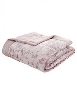 Catherine Lansfield Crushed Velvet Bedspread Throw - Pink