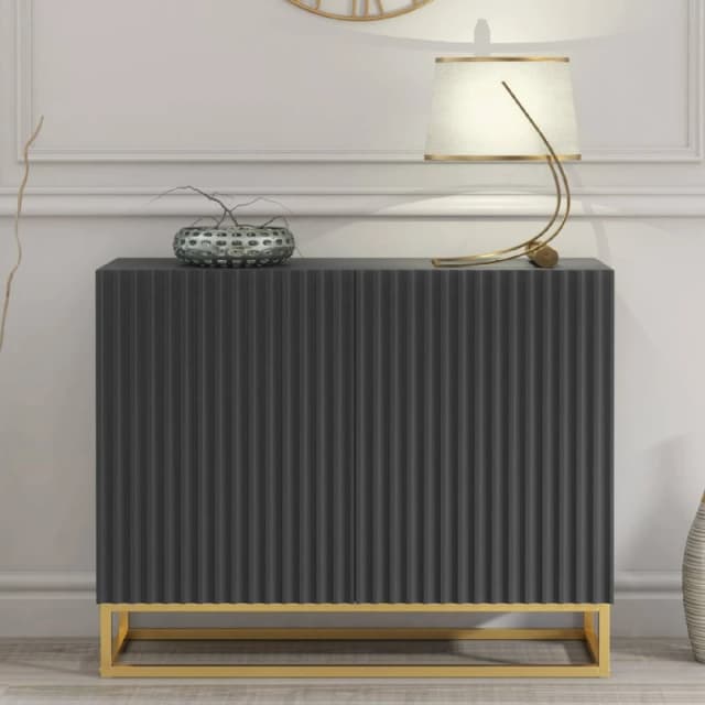 Creative Furniture Ripple Sideboard 100cm - Dark Grey with Fluted Doors Dark Grey Unisex