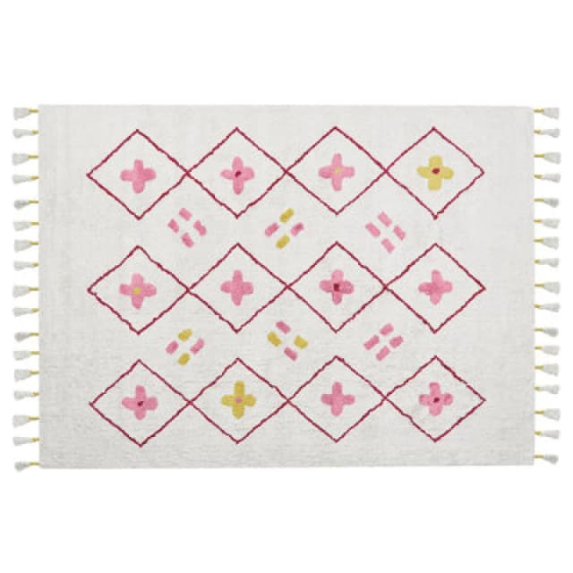 Beliani Kids Rug Cavus White 160 X 230 Cm Cotton