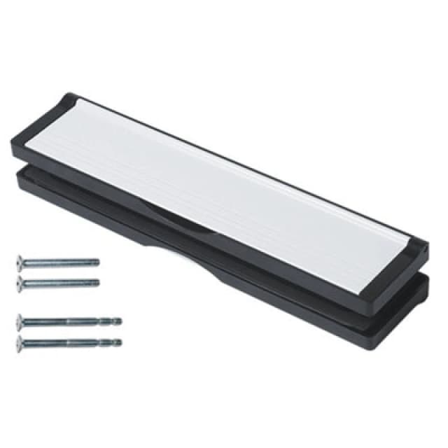 Keypak 12" (30.6Cm) Door Letterbox - Fits 40-80mm Doors, Telescopic Sleeved Letter Box, Black/white