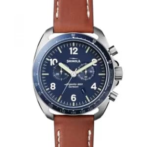 Mens Shinola Rambler Tachymeter Chrono 44mm Tan Leather Strap Watch
