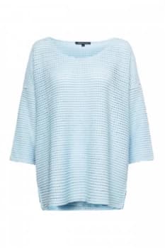 French Connection Vosporos Ladder Jersey Top Blue