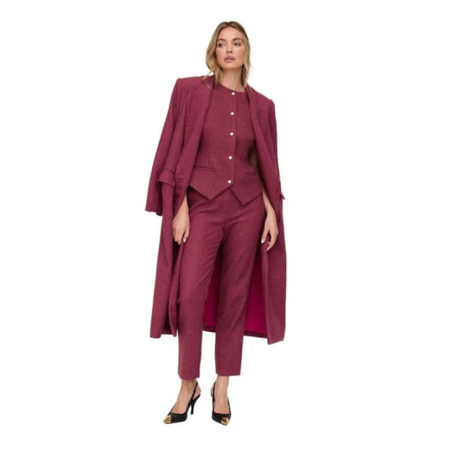 Lily and Lionel Lily and Lionel Jakki Tailored Herringbone Print Coat In Pink Pink female 8 (XS)