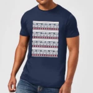Star Wars AT-AT Pattern Mens Christmas T-Shirt - Navy - L