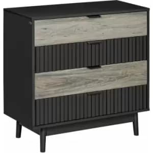 Homcom - Chest of Drawers, 4 Drawer Storage Cabinet Organiser Bedroom, Grey - Grey