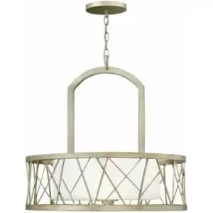 Loops - 3 Bulb Chandelier Hanging Pendant LIght Silver Leaf LED E27 100W Bulb