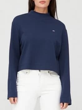 Tommy Jeans Solid Hybrid Long Sleeve Jumper - Navy