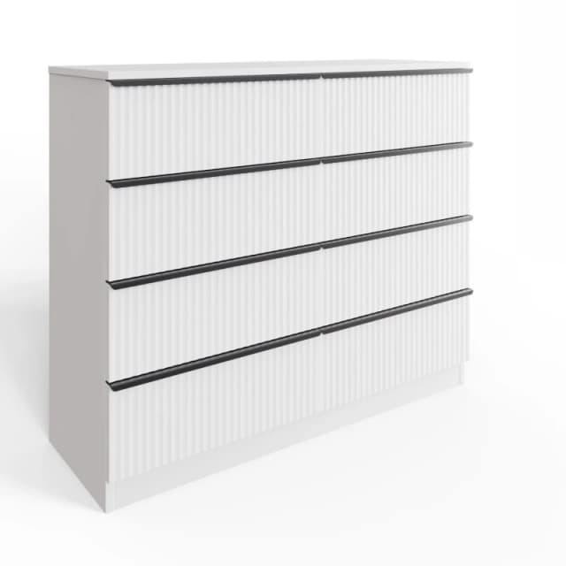 FWStyle FWStyle White 8 Drawer Chest Of Drawers Scalloped Ripple Effect White One Size Unisex 5056413127969