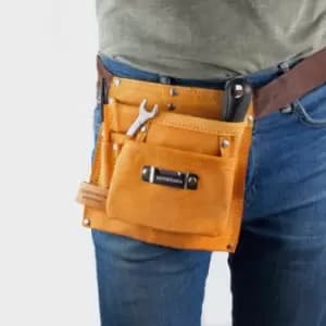 Personalised Tool Belt - Leather with 6 Pockets, Metal
