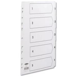 Concord Commercial Index Mylar-reinforced Europunched 1-5 Clear Tabs A4 White Ref 08101