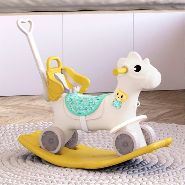 KIDKID 2-in-1 Kids Plastic Rocking Horse Yellow Yellow M