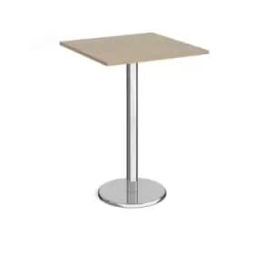 Pisa square poseur table with round chrome base 800mm - barcelona walnut