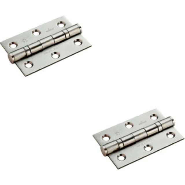 Loops 2x PAIR 76 x 51 x 2mm 7 Ball Bearing Hinge Satin Stainless Steel Interior Door Metallics