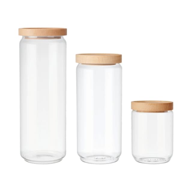 KitchenCraft Idilica Glass Storage Jar Set, 3 pc in Clear Clear Unisex