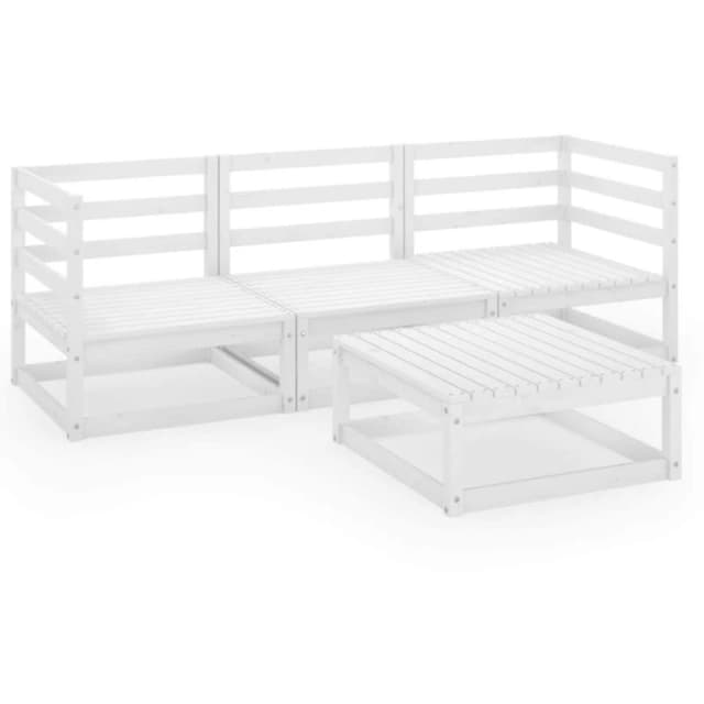 MINKUROW 4 Piece Garden Lounge Set White Solid Wood Pine vidaXL YX3075325