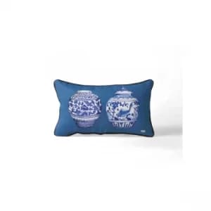 YST0284 Dark Blue White Cushion