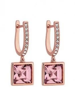 Jon Richard Swarovski Rose Square Drop Eaaring