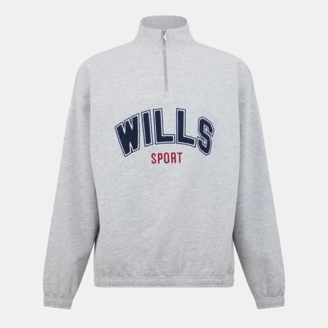 Jack Wills Graphic quarter Zip - Grey Grey XS