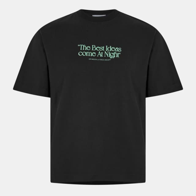 Off White Mens Best Ideas Cotton Short Sleeve Crew Neck T-Shirt Black/Green male XS