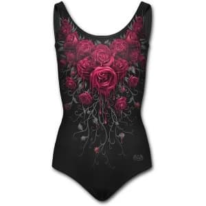 Blood Rose Womens Large Allover Scoop Back Padded Swimsuit - Black