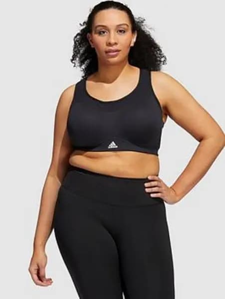 adidas Womens Training Workout Sports Bra High Support - Plus Size - Black/White, Size 3X, Women Black/White V8XHD Female 3X