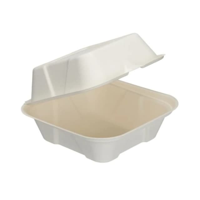 Edenware Bagasse Burger Box Square 6" White (500 Pack) D06001