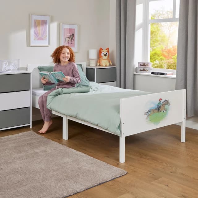 Liberty House Toys Kids White Single Bed - Horse Rider White Unisex Single