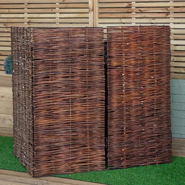 1.16m x 1.22m Double Garden Patio Willow Wheelie Bin Screen Hideaway