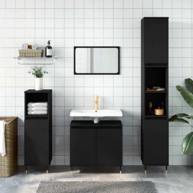 Vidaxl Bathroom Cabinet Black 58X33X60 Cm Engineered Wood