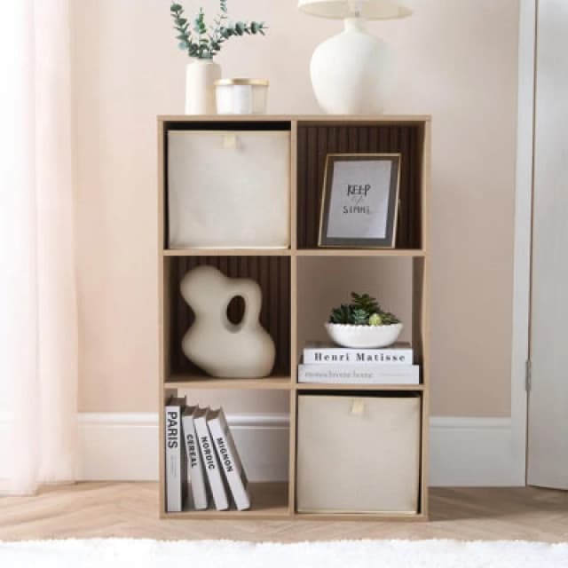 OHS OHS Pair of 2 Matte Velvet Cube Storage Boxes in Natural Natural One Size Unisex 5027434217410