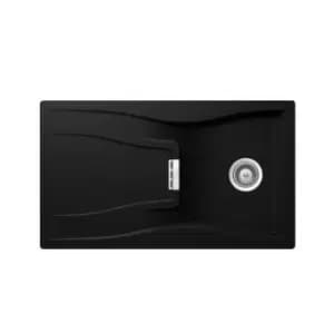 Single Bowl Inset Black Granite Kitchen Sink with Reversible Drainer - Rangemaster Schock Waterfall D-100