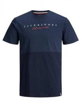 Jack & Jones Boys Short Sleeve Colourblock T-Shirt - Navy