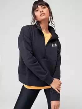 Under Armour Rival Fleece Half Zip, Black/White Size M Women