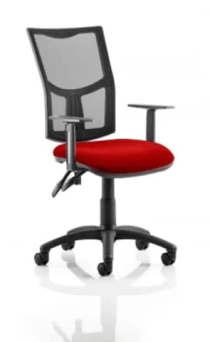 Eclipse II Lever Task Operator Chair Mesh Back With Bespoke Colour Seat in Post Box Red With Height Adjustable Arms