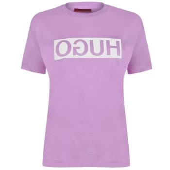 HUGO Demali Reverse Logo T Shirt - Purple