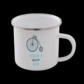 Rider's Favourite Brew Enamel Mug - White