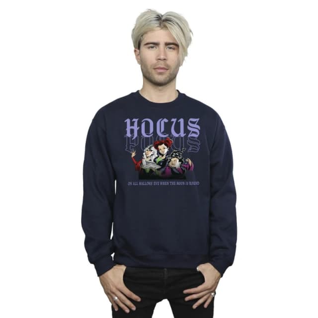 Disney Men Hocus Pocus Hallows Eve Sweatshirt in Navy Size: Small Navy S Male 5063283798885