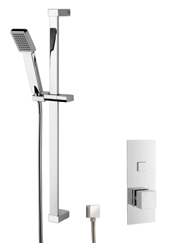 Balterley Concealed Square Push Button 1 Outlet Valve Slide Rail Kit Chrome Silver