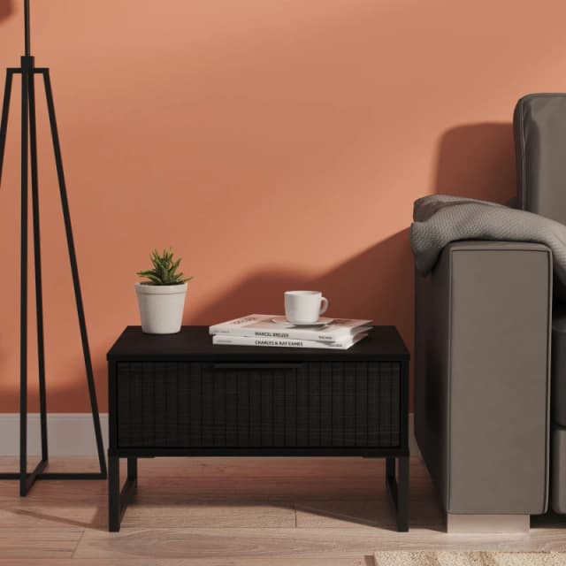 Ready Assembled 2 U Menai 1 Drawer Wide Side Table (Ready Assembled) in Black Unisex