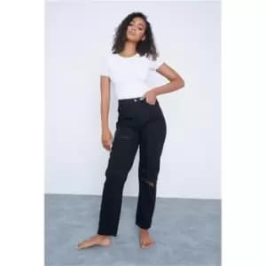 I Saw It First Black Thigh Rip Mom Jean - Black