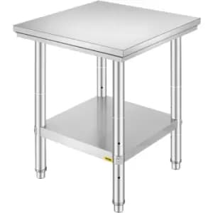 VEVOR Kitchen Catering Table 24 x 24 x 32" NSF Stainless Steel Kichen Prep Table for Commercial and Home 60X60X80cm with Lower Shelf Work Table