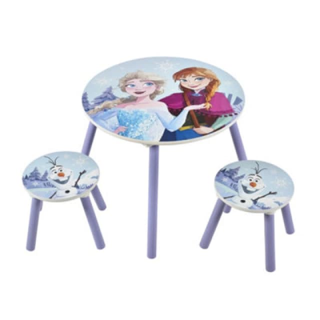 Disney Frozen Children Kids Table & Chairs (2 Stools Included) - Ideal For Arts & Crafts, Homeschooling, Homework & More